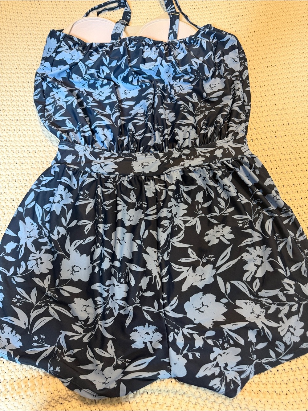 BloomChic Navy and Light Blue Floral Swimshort swim suit - Picture 5 of 6